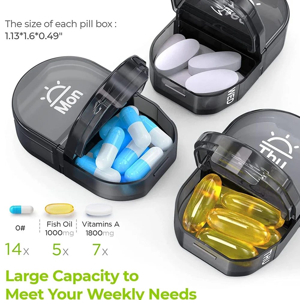 Pill Organizer 2 Times a Day Canvas Bag Pill Case Portable Weekly Large AM/PM Pill Box 7 Day Store Medication Vitamin  case