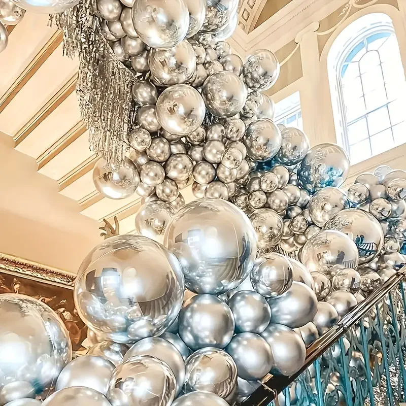 10–70 Zoll silberne runde Luftballons 4D großer Silber Gold Heliumballon DIY für Geburtstag Babyparty Hochzeit Brautparty Dekor Glob – Detail 5
