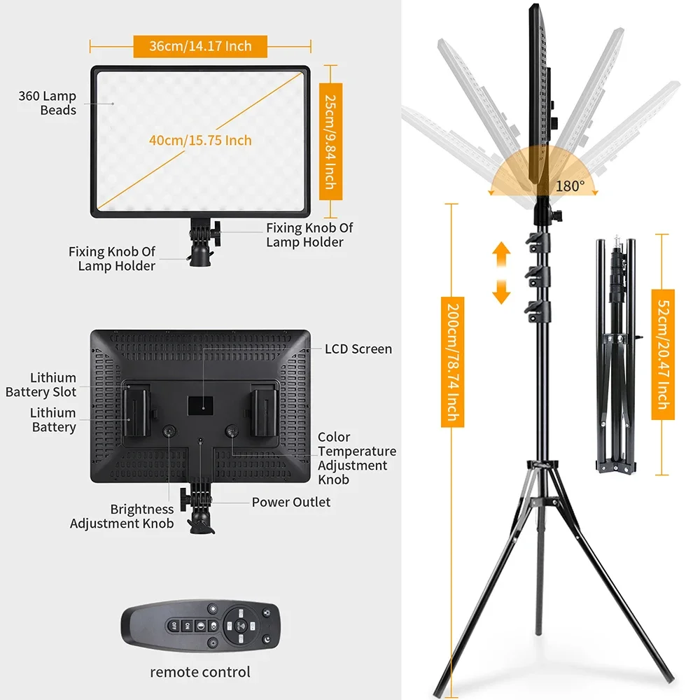 14 بوصة التصوير LED الفيديو الضوئي لوحة الإضاءة استوديو الصور طقم مصابيح لالتقاط البث المباشر Youbube TikTok مع ترايبود