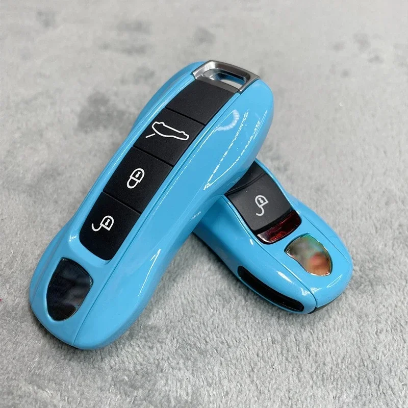 Car Key Protection Cover for Porsche Taycan Panamera Macan Cayenne 718 911 Miami Blue Key Cover Three or Four Buttons