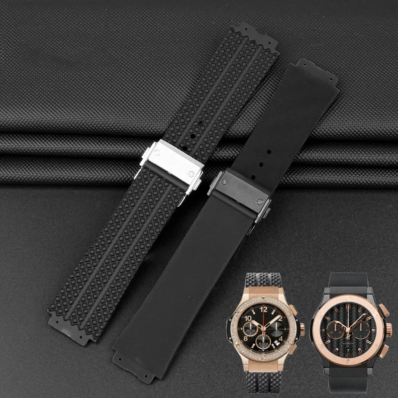 

Watchband For HUBLOT BIG BANG Silicone 26mm*19mm 25mm*17mm Waterproof Men Watch Strap Chain Watch Rubber Watch Bracelet Chain