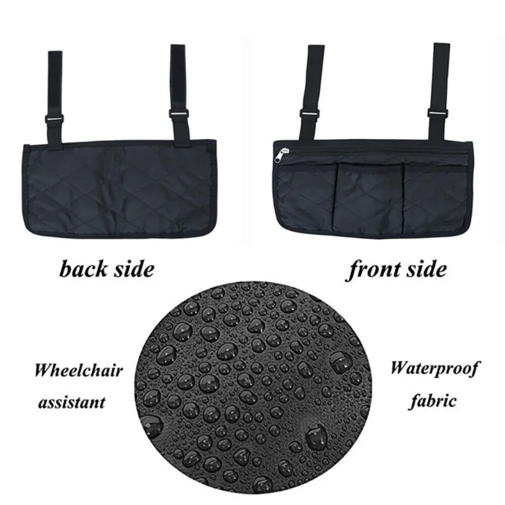 Bolsa colgante para silla de ruedas con múltiples bolsillos, bolsa multifuncional para reposabrazos de gran capacidad, impermeable, bolsa colgante para cochecito de bebé
