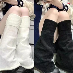 Gothic Women's Sweet Y2k Solid Color Stretchy Stocking Harajuku Flared Leg Warmers Knitted Boots Cover Jk Uniform Socks Leggings
