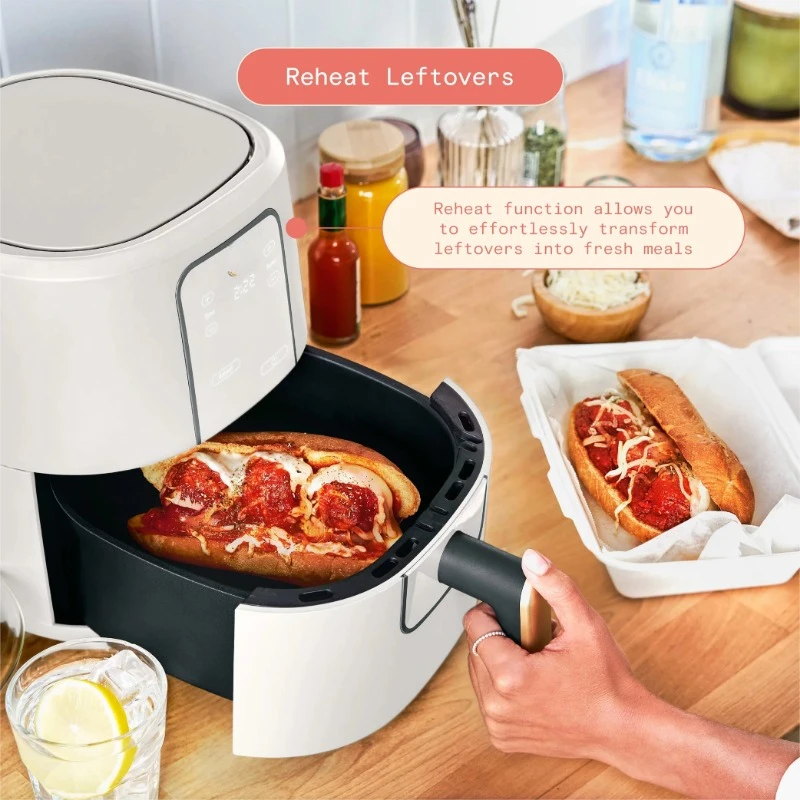 หม้อทอด Air fryer 3 QT พร้อมเทคโนโลยี turbocrisp ไอซิ่งสีขาว