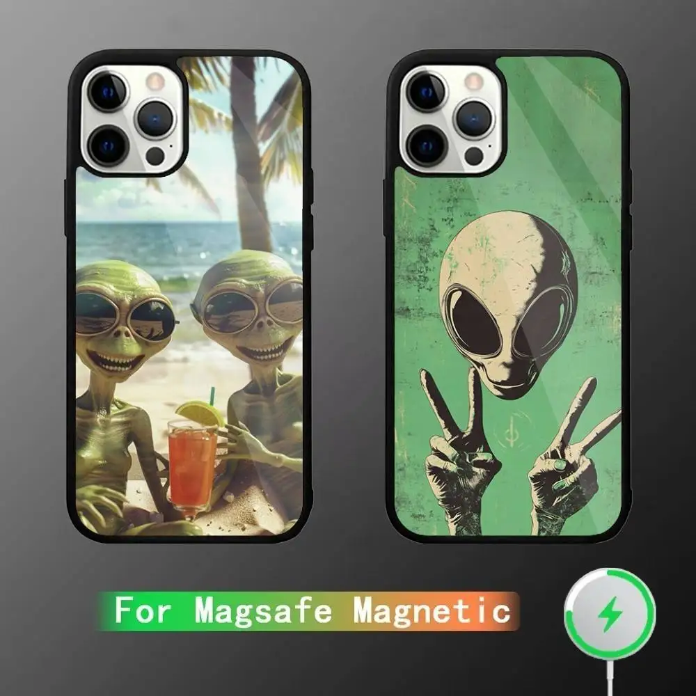

Space UFO Alien Thing Phone Case For iPhone 17,16,15,14,13,12,11,Pro,Max,Plus,Mini,SE4,E Magnetic Magsafe Wireless Charging