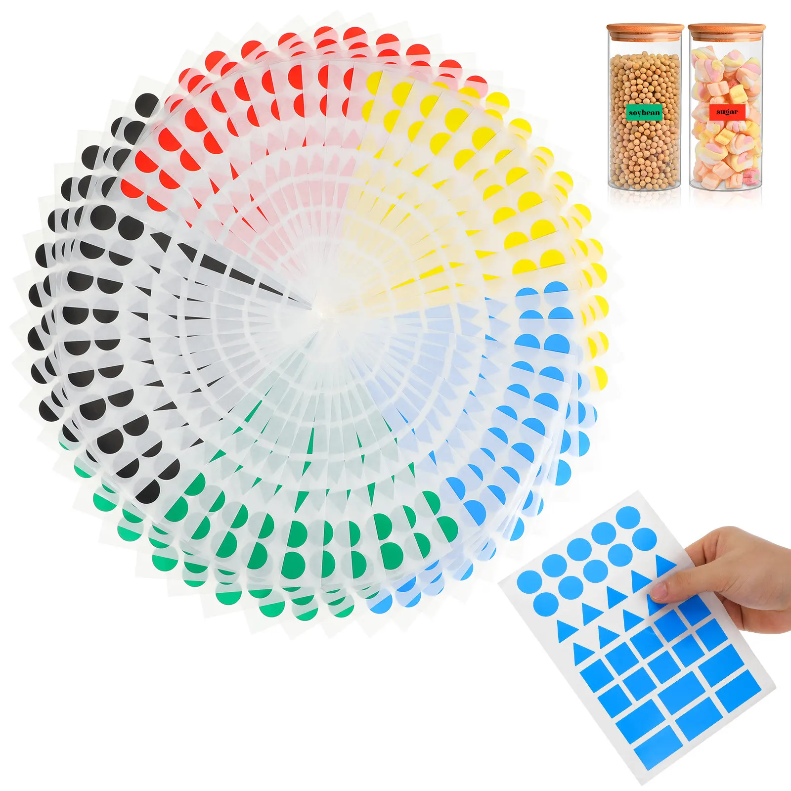 50 Sheets Color-Coded Labels Multi-Shaped Color Coding Stickers for Organizing Moving Boxes Storage Bins Food Containers