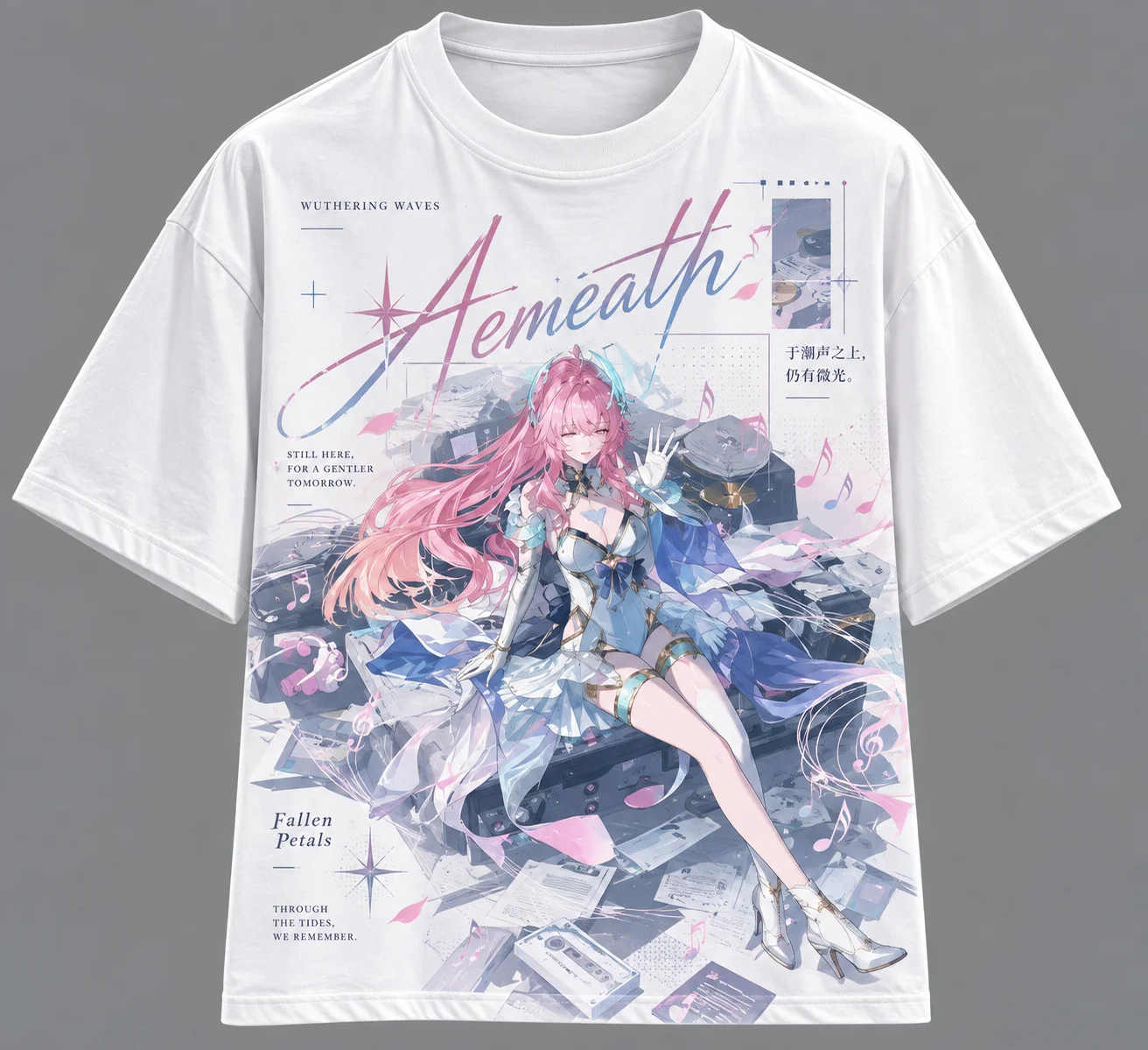 Casual Cosplay Short Sleeve Top, Unisex Wuthering Waves Aemeath Anime Tee Y2K Gothic Harajuku Streetwear Game Graphic T‑Shirt