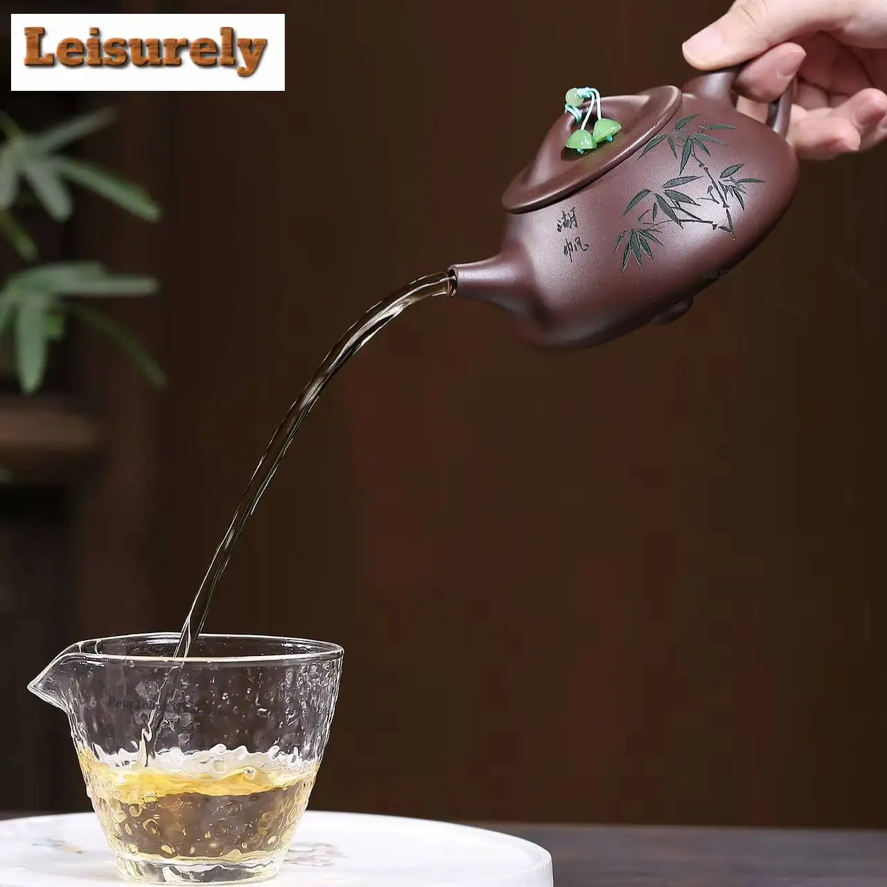 350ml Creative Yixing Purple Clay Teapots Handmade  Bamboo Shadow Full Ladle Pot Raw Ore Mud Kettle Zisha Tea Set Collection