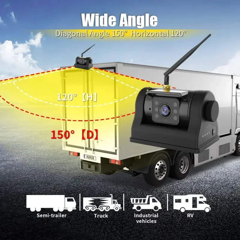 Sem fio wifi 1080p android ios app ímã veículo de backup reverso chamado com bateria embutida para caminhão van semi reboque