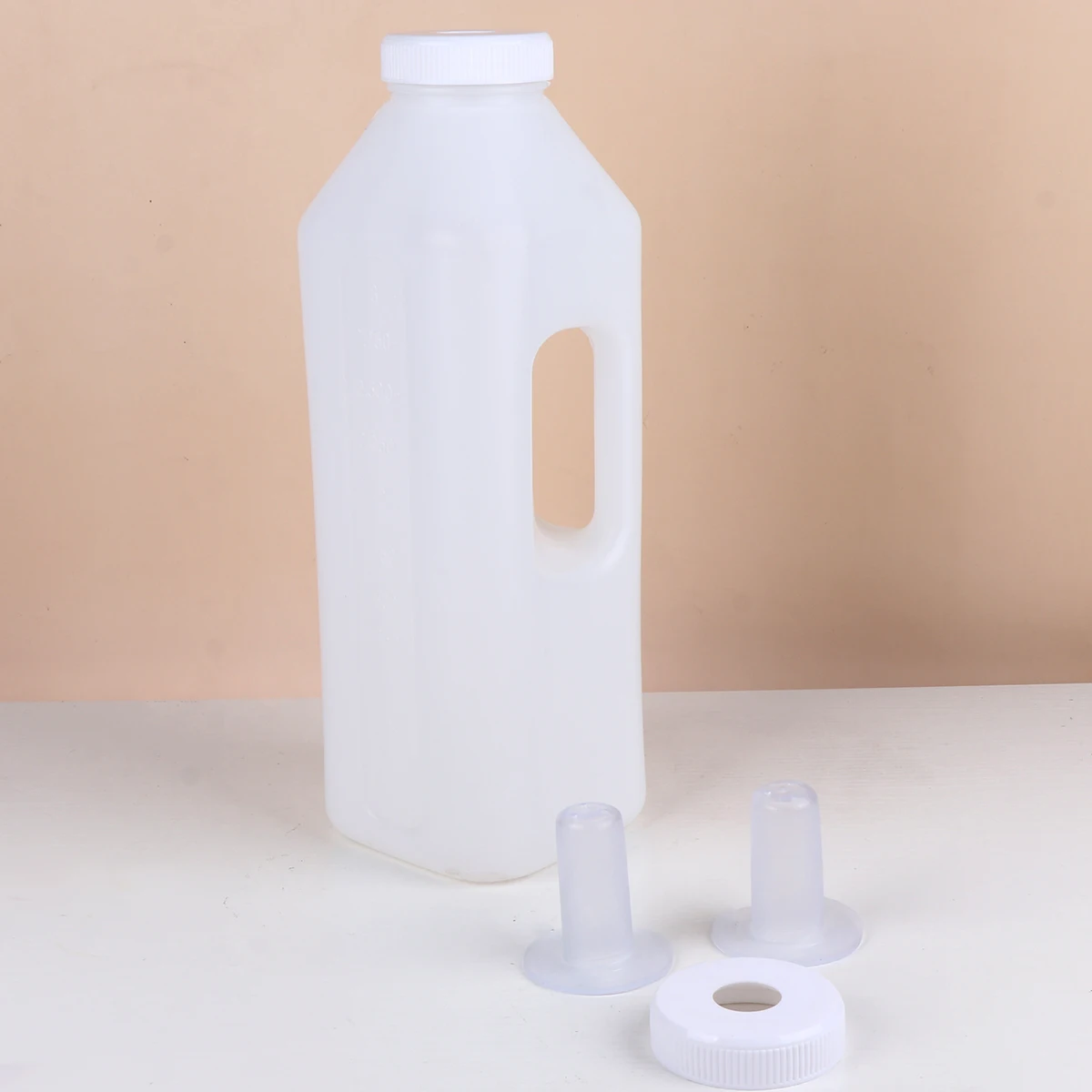 

4 Pcs Calf Feeding Bottle Set 3L Handle Sheep Nipple for Lamb Foal Puppy Reusable Teat Cattle Donkey Pig Mule Nurse Accessory