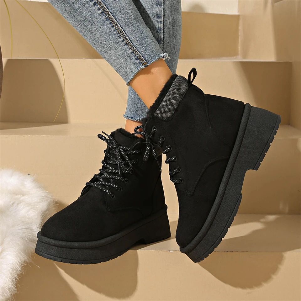 

Women Classic Lace-up Snow Boots Short Ankle Boots Winter Super Warm Soft Women Shoes Fashion Cozy Outdoor Snow Boot For Women
