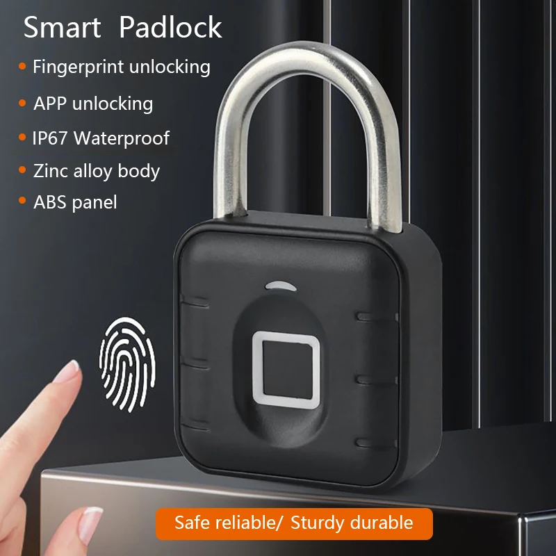 

Умный навесной замок с отпечатками пальцев, водонепроницаемый уличный дверной замок, разблокировка отпечатков пальцев и приложения, противоугонный электронный замок для багажного шкафа