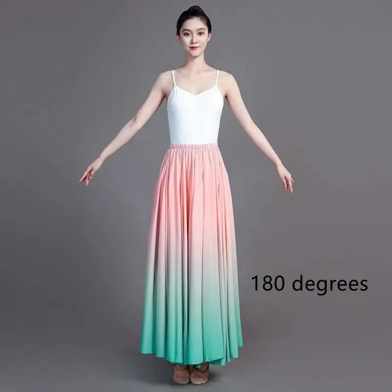 

2025 Flamenco Dance Performer Gradient Skirts for Women Stage Performance Classical Dance Practicing Skirt 360-720 Degree