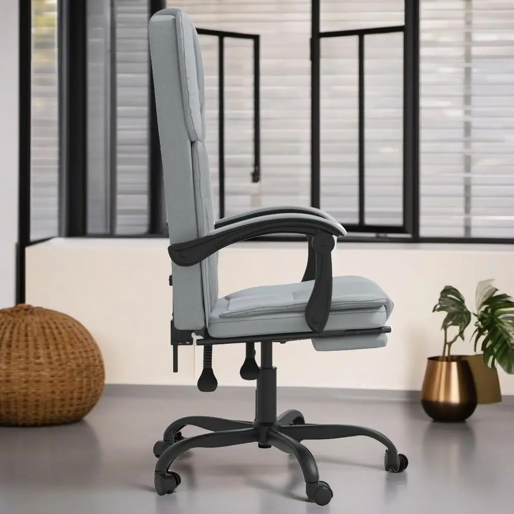 Ergonomic Light Gray Fabric Reclining Office Chair for Comfort