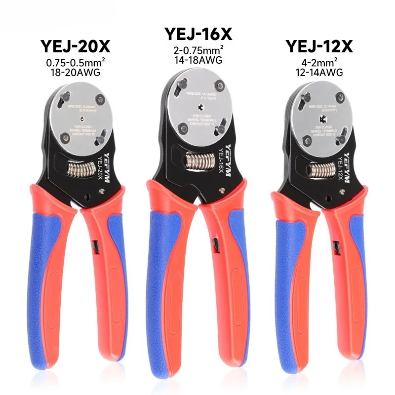 Deutsch Crimp Tool,YEJ-12X/16X/20X Closed Barrel Crimper: 4-Way Indent Connector Crimping Tool for Deutsch Solid Contacts Pliers