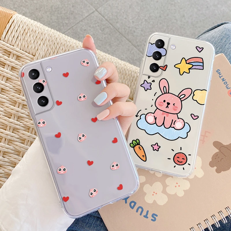 Fundas For Samsung Galaxy S23 S 23 Plus S23 ULTRA S23+ Back Cover Transparent Soft Silicone Cute Cartoon Flower Coque Fundas