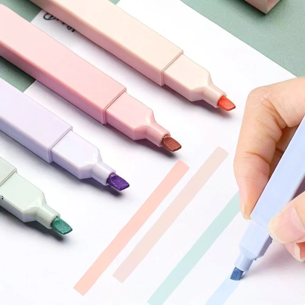 Soft Color Highlighter Pens Set For Students Office Journaling Aesthetic Marker Stationery Smooth Ink Writing Supplies