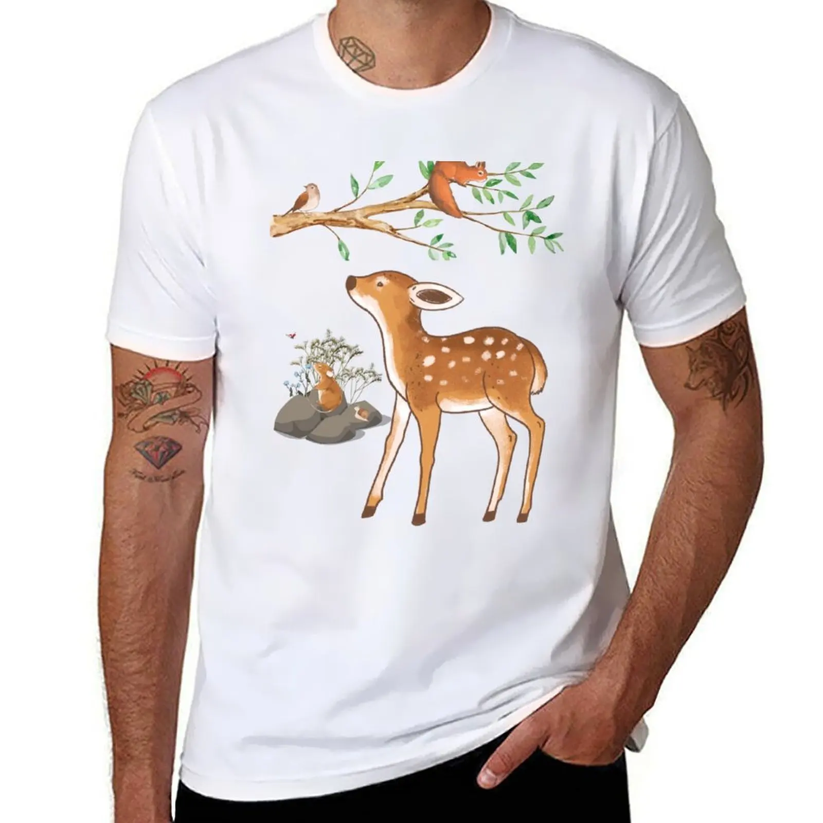 

Forest Animals Pink T-Shirt man t shirt graphic t shirt man cotton T-Shirt