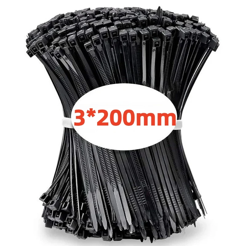 1000/100PCS Self-locking Plastic Nylon Tie Black Fastening Strap Cable-Tie-Set Cable Zip Tie Fastening Ring Zip Wraps Strap Tie image 3