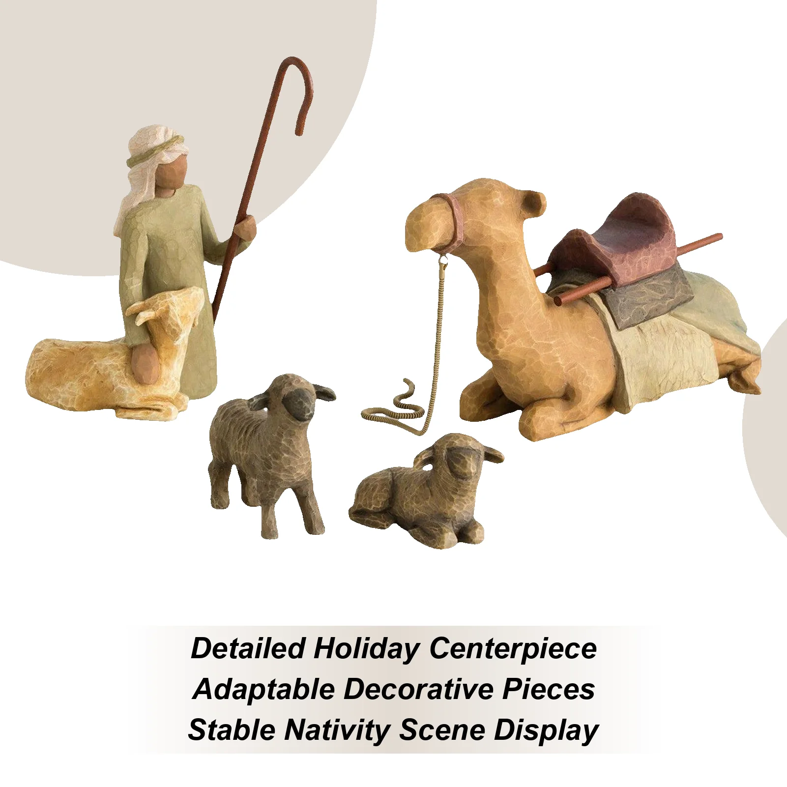 Juego de Natividad, decoración navideña, estatua de pastor y animales de resina, artesanía de resina, juegos de Natividad para Mantel y chimenea