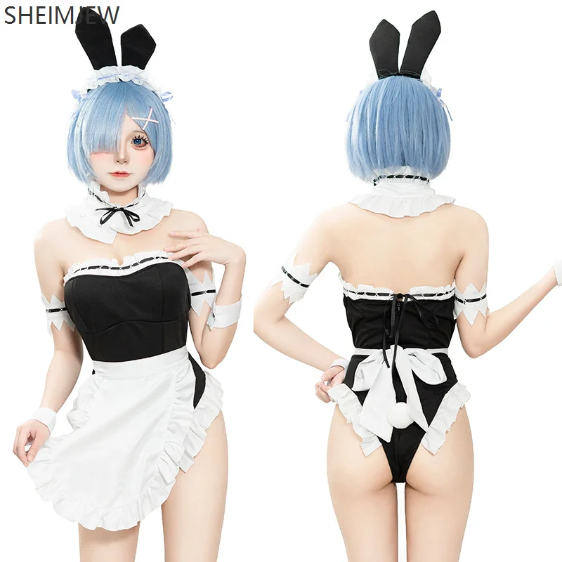 

Halloween Bunny Girl Cosplay Costume Adult Women Sexy Maid Fancy Dress Rem Role Play Uniform Carnival Party Stage Dress Up New