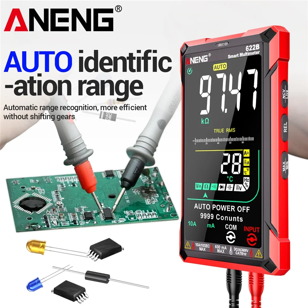 Infrared Laser Multimeter ANENG 622B Smart Professional with VA Color Screen NCV Detection AC/DC Voltage Current 9999 Count Tool