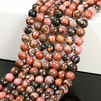 Wholesale Natural Stone Black Lace Rhodonite Bead Round Loose Spacer Beads For Jewelry Making DIY Bracelet Necklace Accessories