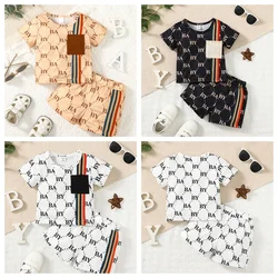 0-3 Years Toddler Baby Boy Clothes Set Letter Short Sleeve T-shirt Top+Shorts Light Luxury Style Summer 2PCS Outfit for Baby Boy