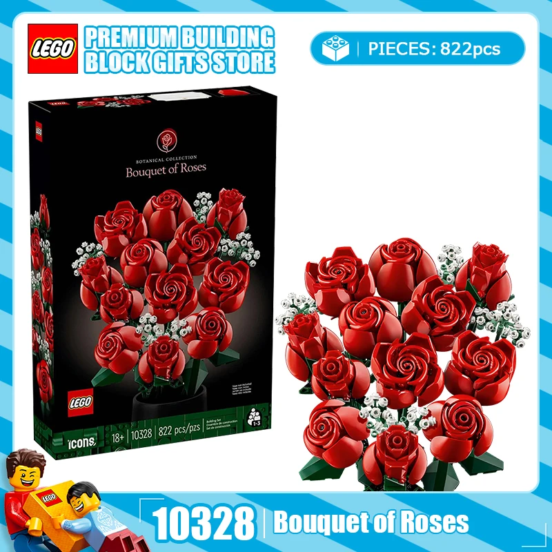 

Lego Building Blocks 10328 Rose Bundle Бонсай Растения Настольные украшения Модель Кирпичи DIY Домашние игрушки Детские подарки