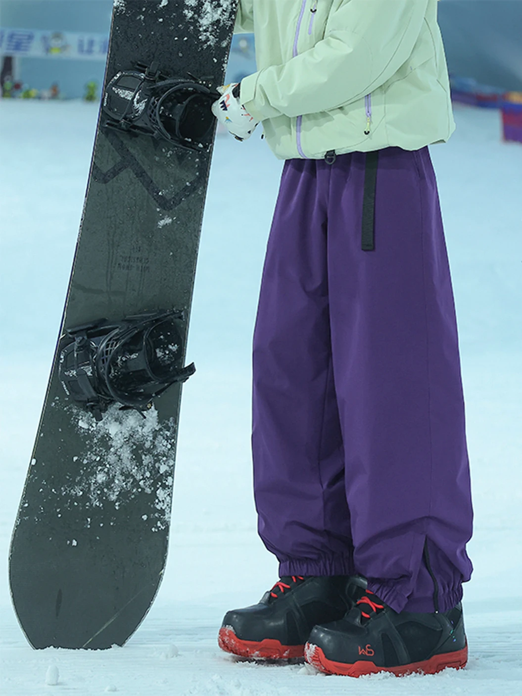 

Purple Winter Ski Pants Men's Sport Fce Lined Trousers American Tee-Proof Straight Leg Zipper Decorated Loose Fit Long T...