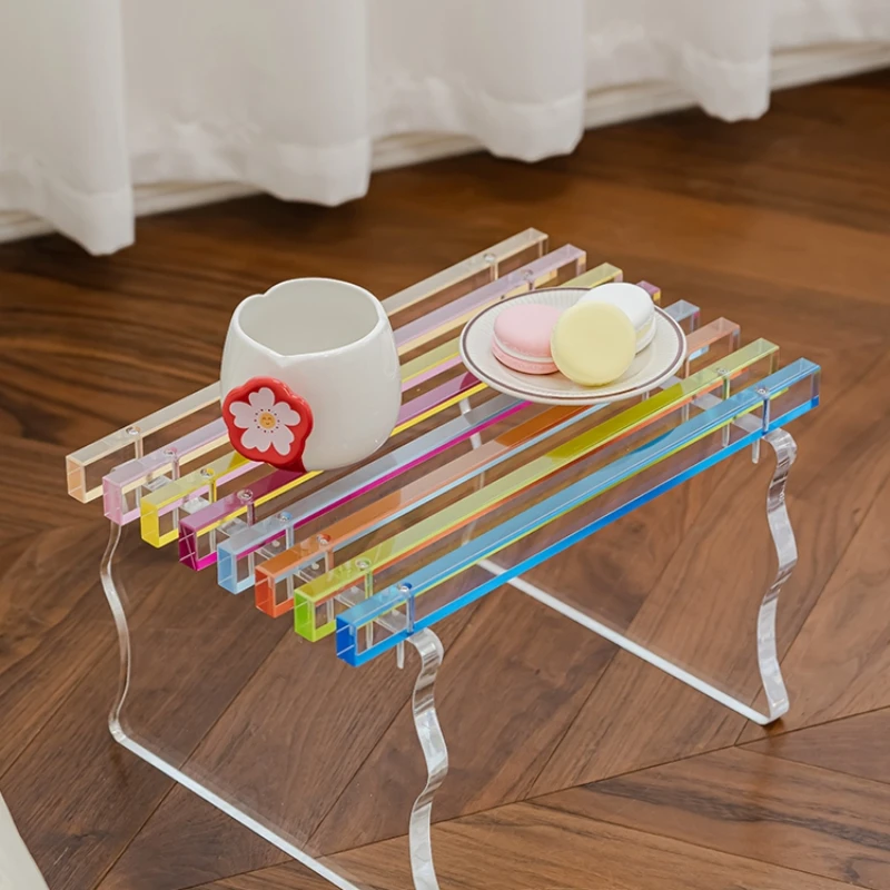 

Household Rainbow Short Bench Cafe Acrylic Stool Modern Small Unit