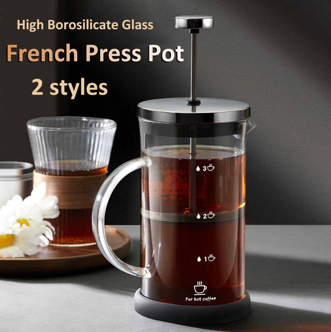 Caffettiere French Press Caffettiera ad alto contenuto di borosilicato Pentola multifunzione con filtro 350ML-600ML Accessori per caffè