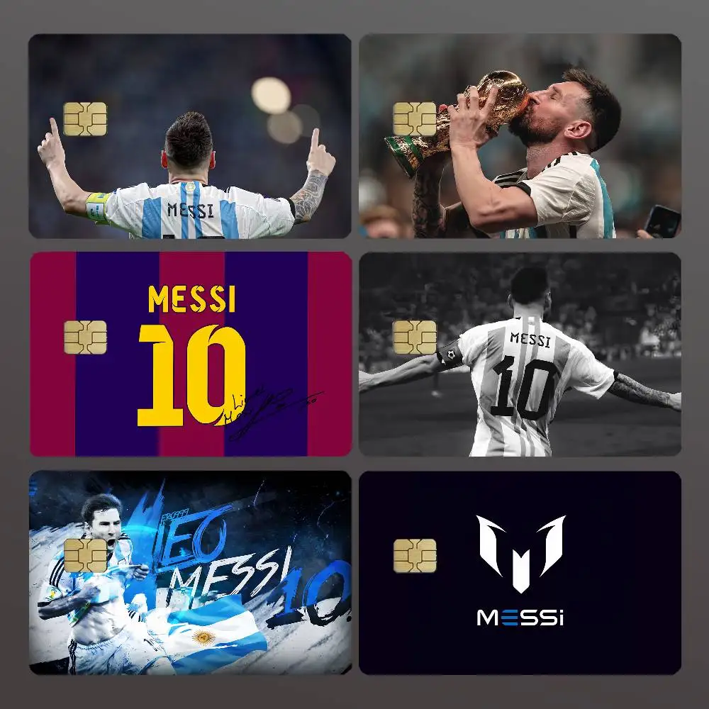 Superstar Football M-Mes-siS Cool Credit Skin Cover Card Stickers 4PCS Film Bus Pass Front Decoration Bank Debit Waterproof
