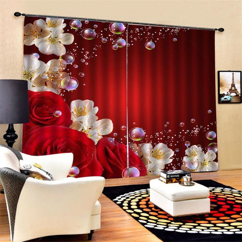 

Luxury wedding Window Curtain red blackout curtain Blinds For Living Room Kids Bedroom Bathroom Kicthen Door Home Decor