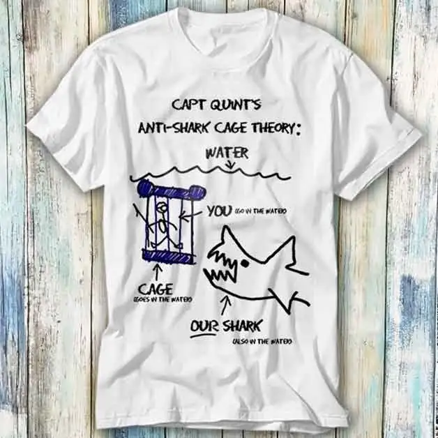 Jaws Paws Capt Quints Anti Shark Cage Theory Water T Shirt Meme Funny Top Style Gamer Movie Music 997