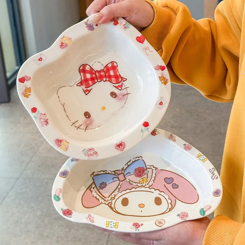 

Kawaiihellokitty Girly Cute Ceramic Rice Bowl Household Noodle Bowl High Appearance Tableware Beautiful Daily Dining Utensils