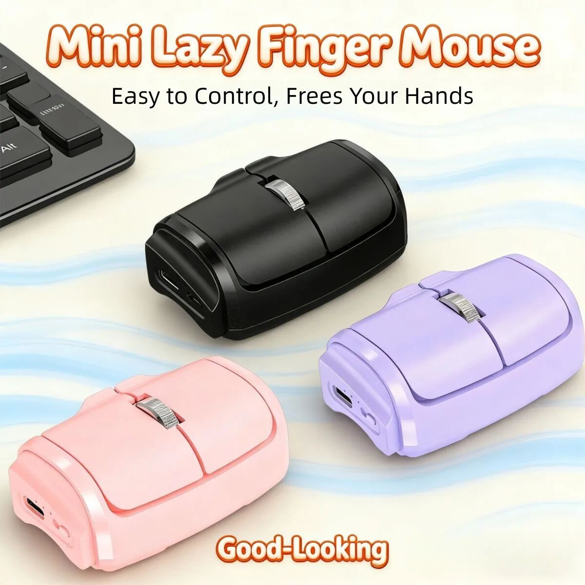 Mini Lazy Finger Mouse Dual Mode 2.4G Bluetooth Wireless Rechargeable 1000DPI Horizontal Vertical Dual Use Portable Office Mice