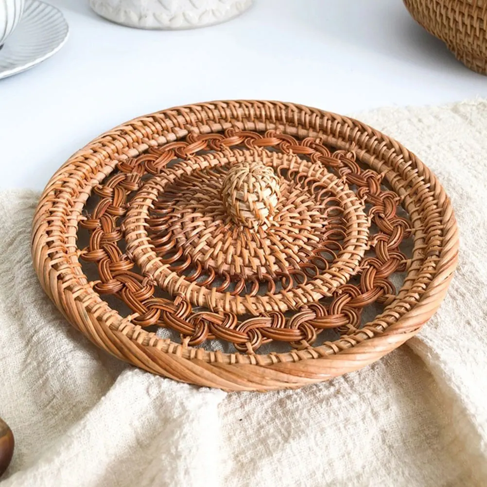 

Candy Box Handwoven Basket with Lid Baskets Fruit for Kitchen Holder Seaweed Decorative