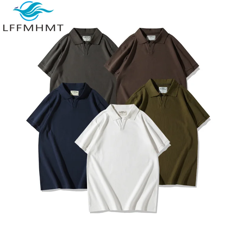 OK5108 100% Cotton 200g/m² Good Quality Short Sleeve Men's Polo-shirt Summer Fashion Solid Color Simple Basic Pullover T-shirts