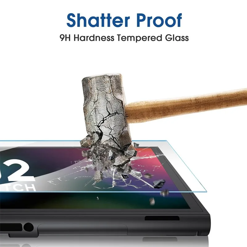 حافظة واقية للتبديل 2 ملحقات واقي للشاشة 9H من الزجاج المقسى الصلب PC Shell غطاء كامل حامي لوحدة التحكم NS 2