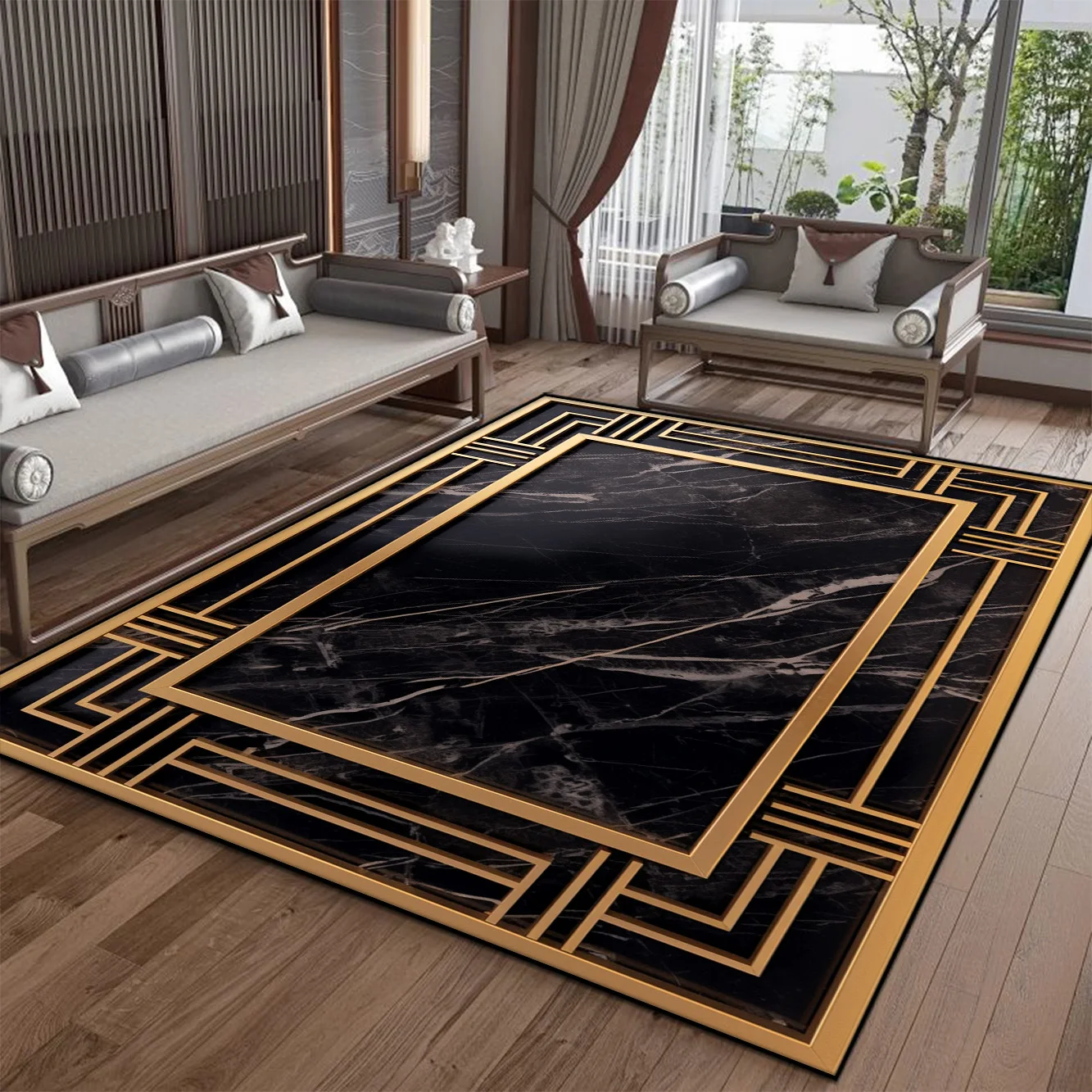 Modern Luxury Marble Style Carpet for Living Room Light Luxury Decoration Sofa Coffee Table Rug Home Bedroom Lounge Non-slip Mat