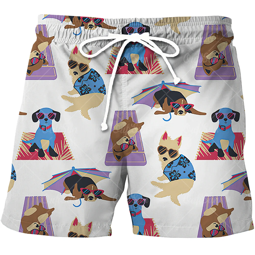 

Summer Men's Beach Shorts Cartoon Animals 3D Print Beachwear Sports Pants Board Plus Size Casual Short Trousers Beach Trunks 6XL