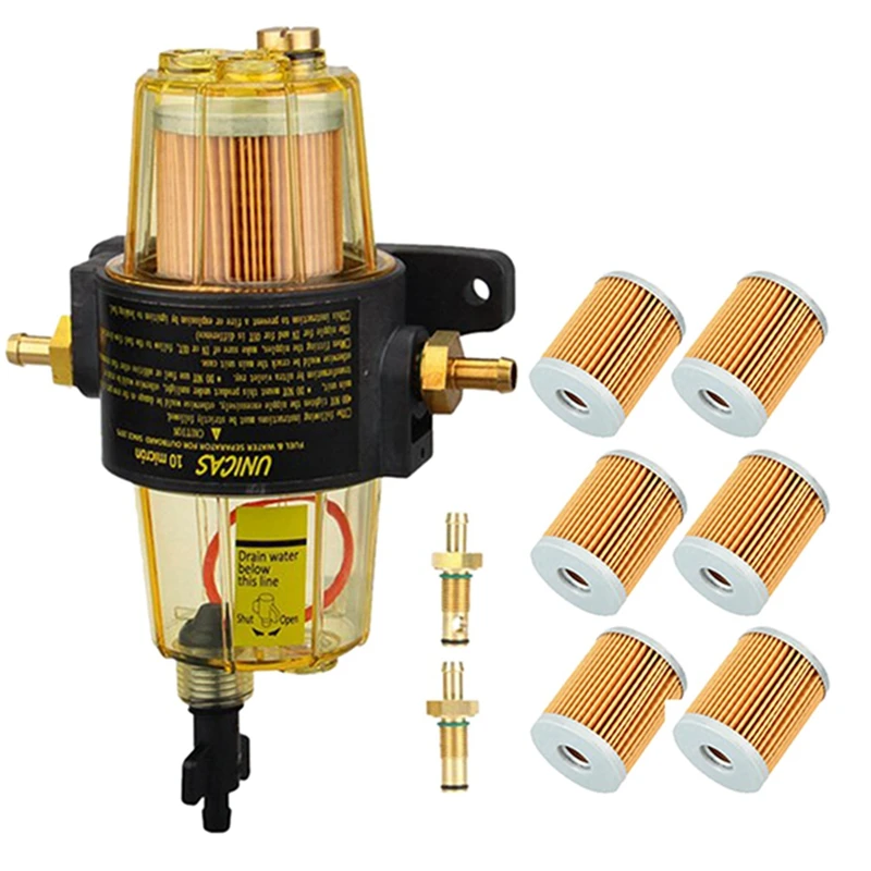 7PCS UF-10K Fuel Filter Oil-Water Separator Fuel Assembly Suitable For Yamaha Suzuki Tohatsu Mercury Outboard Engine