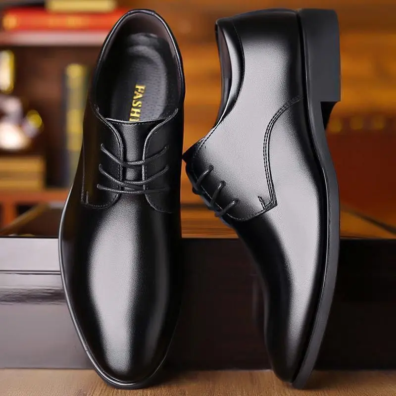 

Men's business leather shoes, British style, versatile casual brogue shoes, pointed toe lace-up soft-soled men's shoes