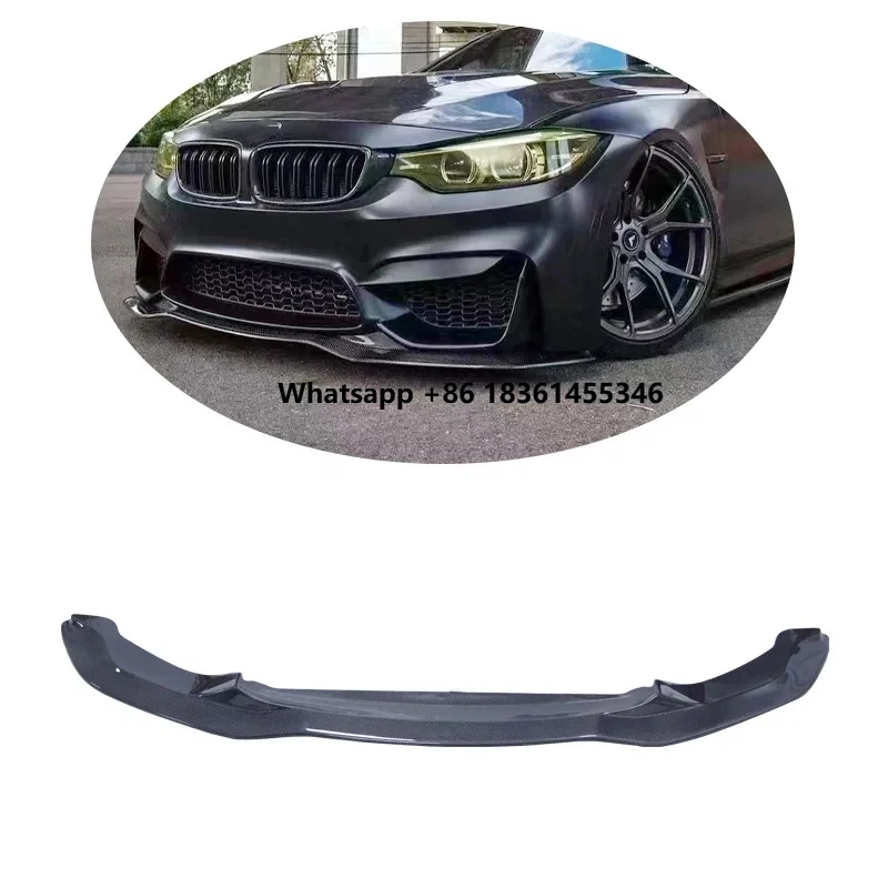 

For 2015-2019 F80 M3 F82 F83 Split Lip Spoiler M4 PSM Style True Carbon Fiber Front Bumper