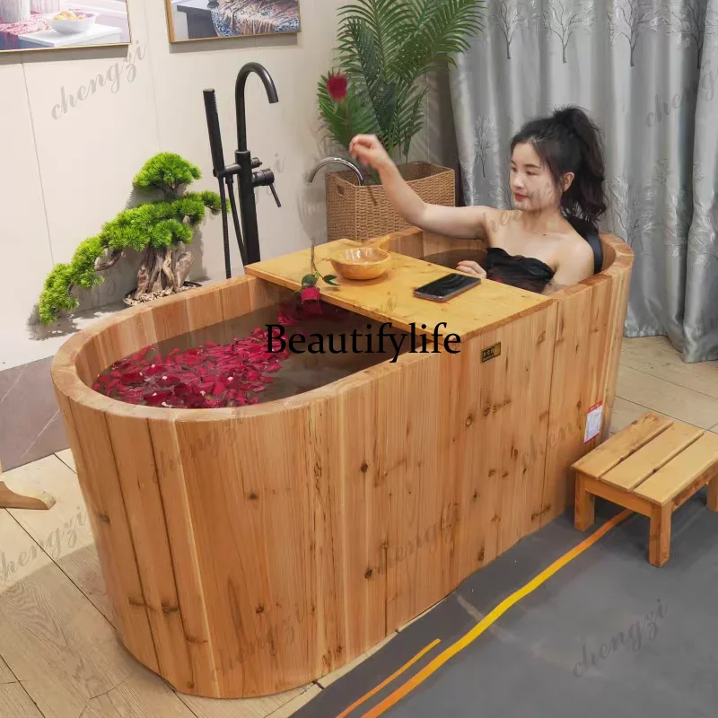 Y136 Y136 Beauty salon B & B bath wooden bucket bath bucket household solid wood bathtub bath bucket thickened cedar wood
