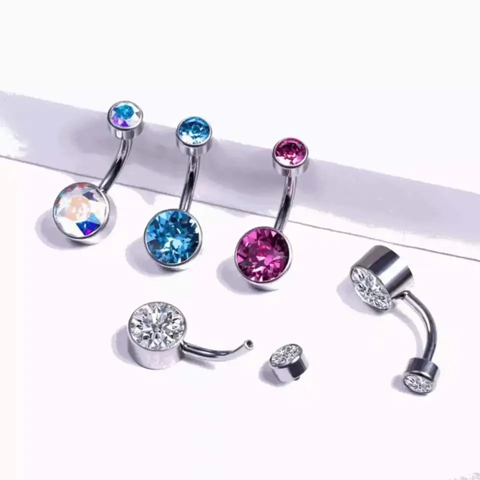 Women's G23 Titanium Round Zircon Belly Button Ring