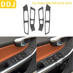 For Volvo S60 V60 XC60 2010-18 Accessories Carbon Fiber Interior Door Armrest Panel Trim Switch Frame Cover Sticker Car Styling