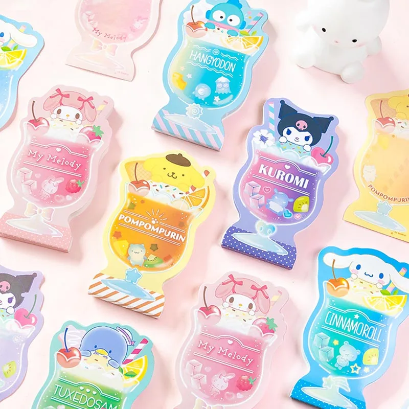 

12pcs/lot Sanrio Melody Kuromi Cinnamoroll Memo Pad Sticky Notes Stationery Label Notepad Planner Sticker Post School Supply