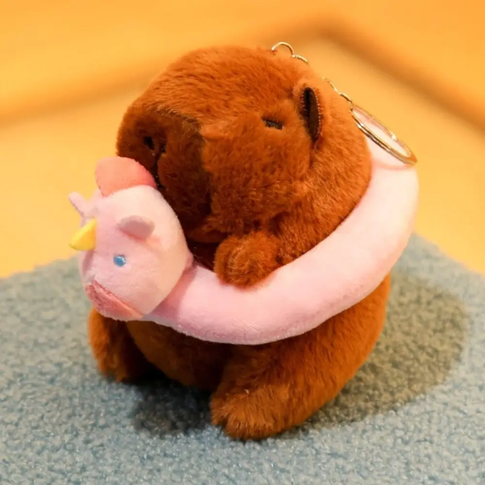 Cartoon Capybara Plush Capybara Keychain Soft Guinea Pig Simulation Capybara Pendant Stuffed Animals Fluffty Animal Doll Kids